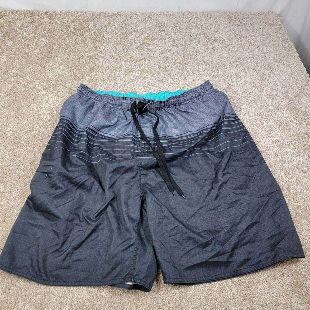 Burnside Swim‎ Trunks Board Shorts Drawstring XL Gray